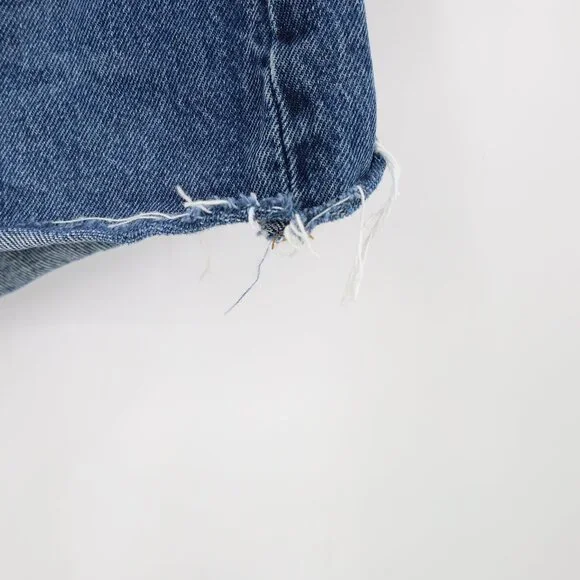 Agolde Parker Denim Shorts Womens 25 medium Wash Cutoff Raw Hem Distressed 2.5" - Picture 3 of 10